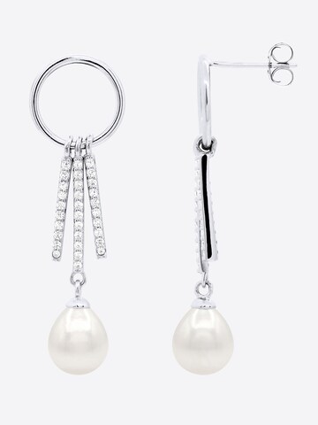 Boucles d'oreilles 'Plessis' Ateliers Saint Germain en blanc : devant