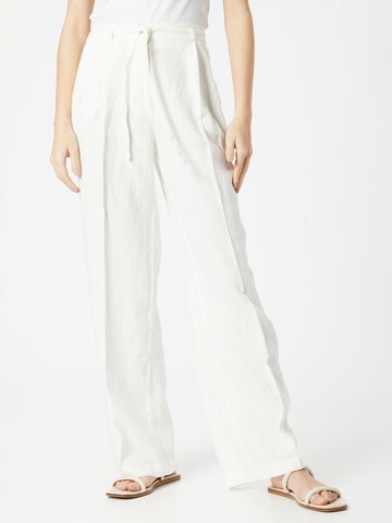 ESPRIT Wide leg Trousers with creases in White: front