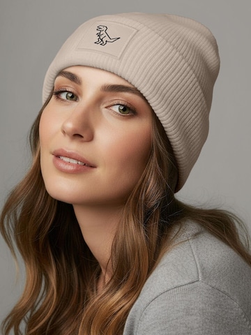 Neverless Beanie 'Polygon T-Rex' in Beige