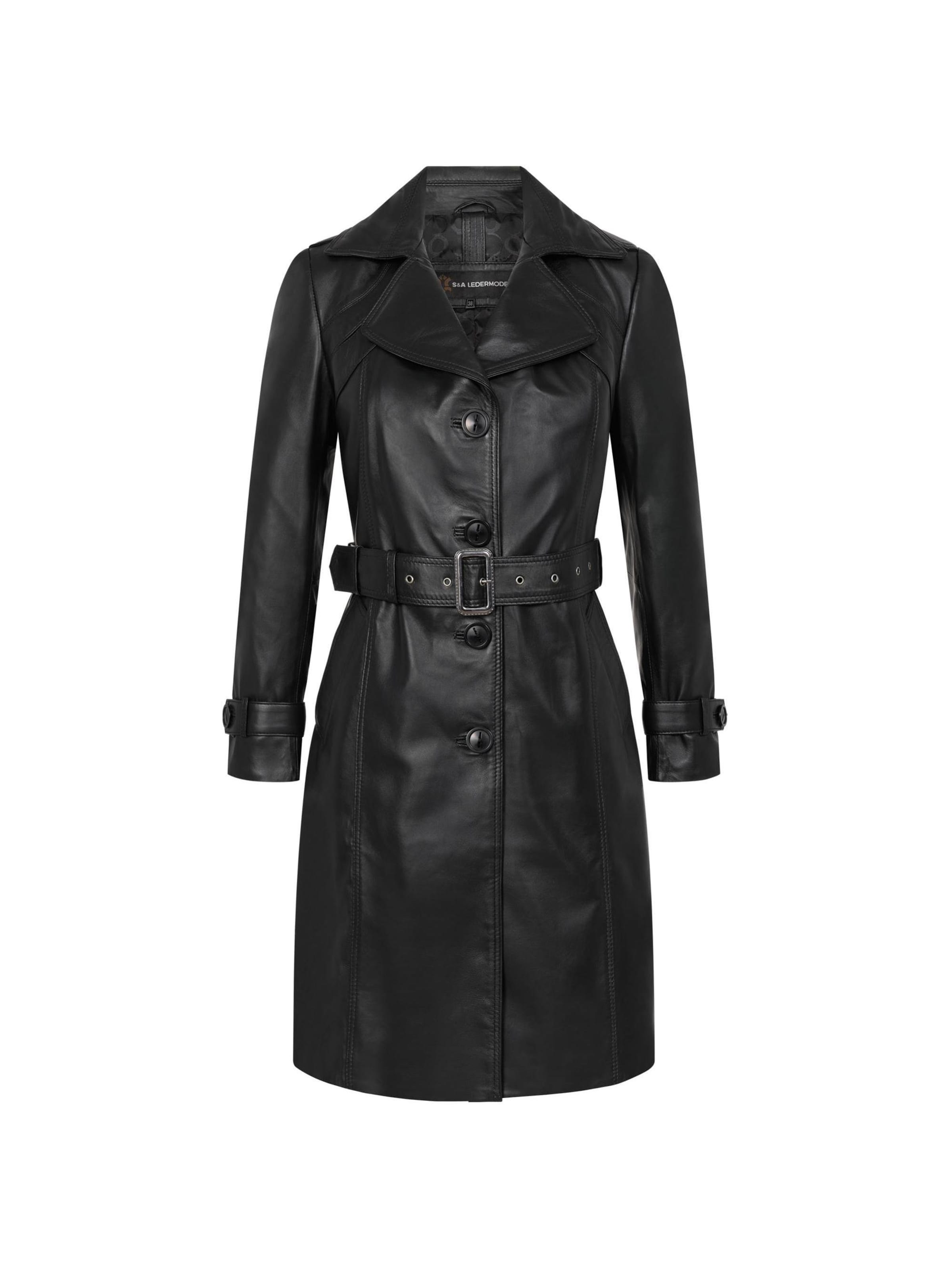 Mouflon Between-Seasons Coat 'Camila' in Black: front