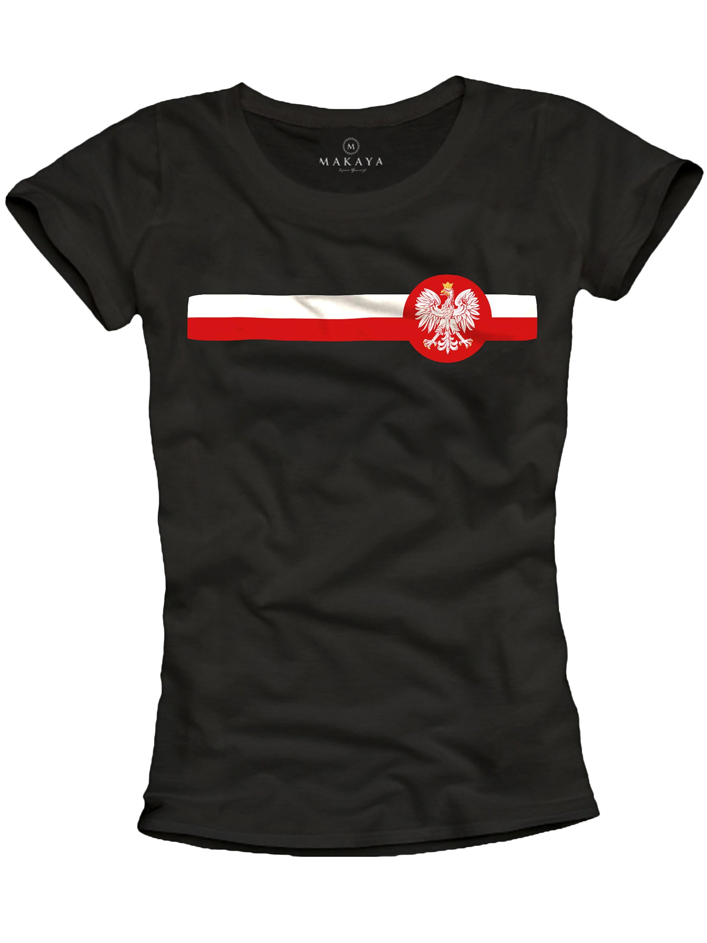 MAKAYA Shirt 'Polen Wappen'‌ in Schwarz: Vorderseite