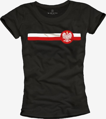 MAKAYA Shirt 'Polen Wappen' in Schwarz: Vorderseite
