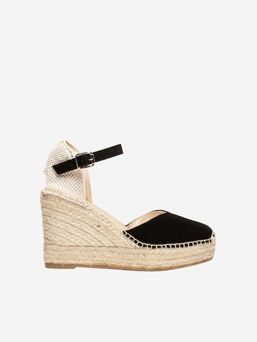 Alhamas - Sandalias con hebilla 'Alpargata Cuña 10 cm' en negro: frente
