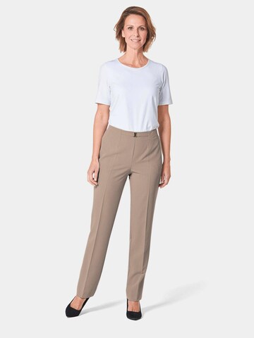 Goldner Regular Bundfaltenhose 'Martha' in Beige