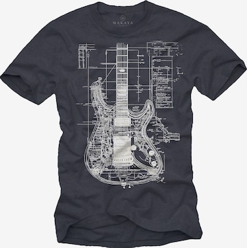 MAKAYA Shirt 'Guitar BluePrint' in Grey: front