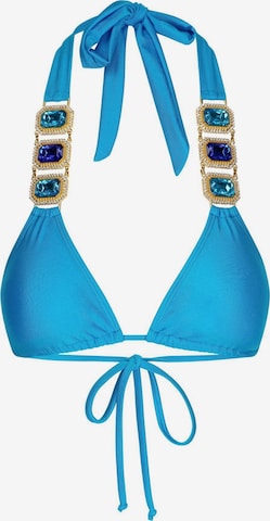 Moda Minx - Triángulo Top de bikini 'Boujee' en azul: frente