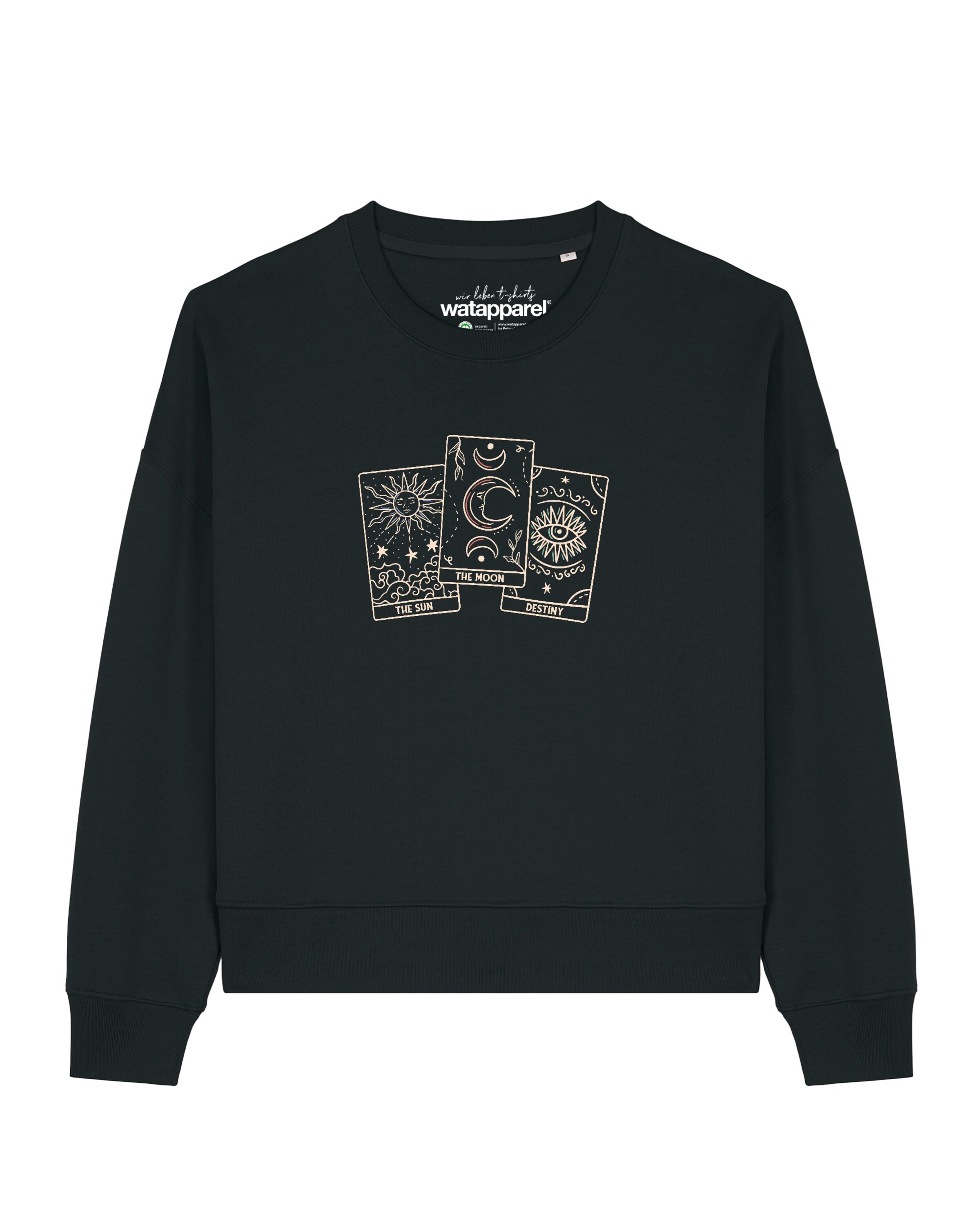Watapparel Sweatshirt 'Tarot Set ' in Zwart: voorkant
