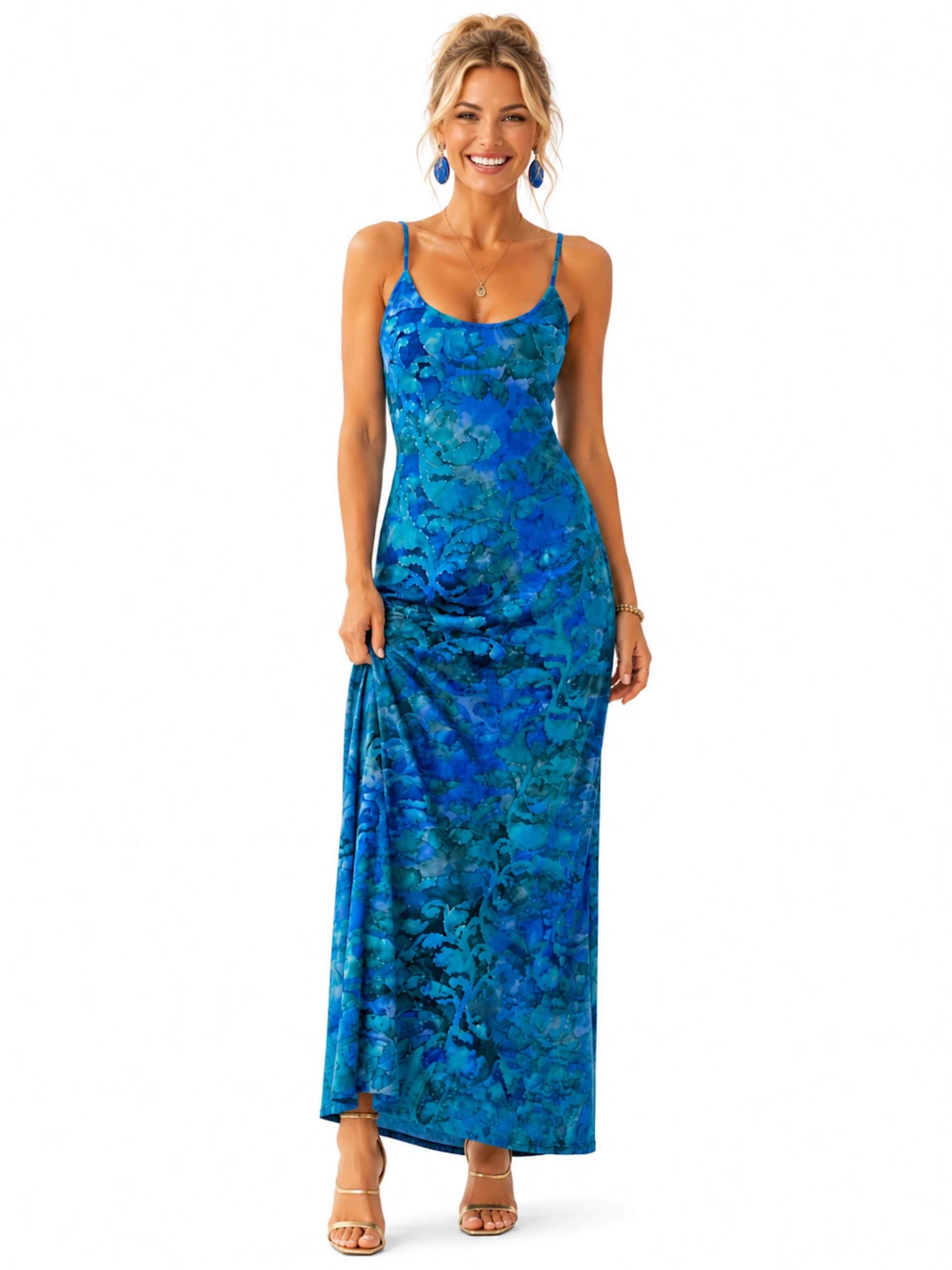 Sophia Pirrera Jurk 'Maxidress "Dea" blue-petrol' in Blauw: voorkant