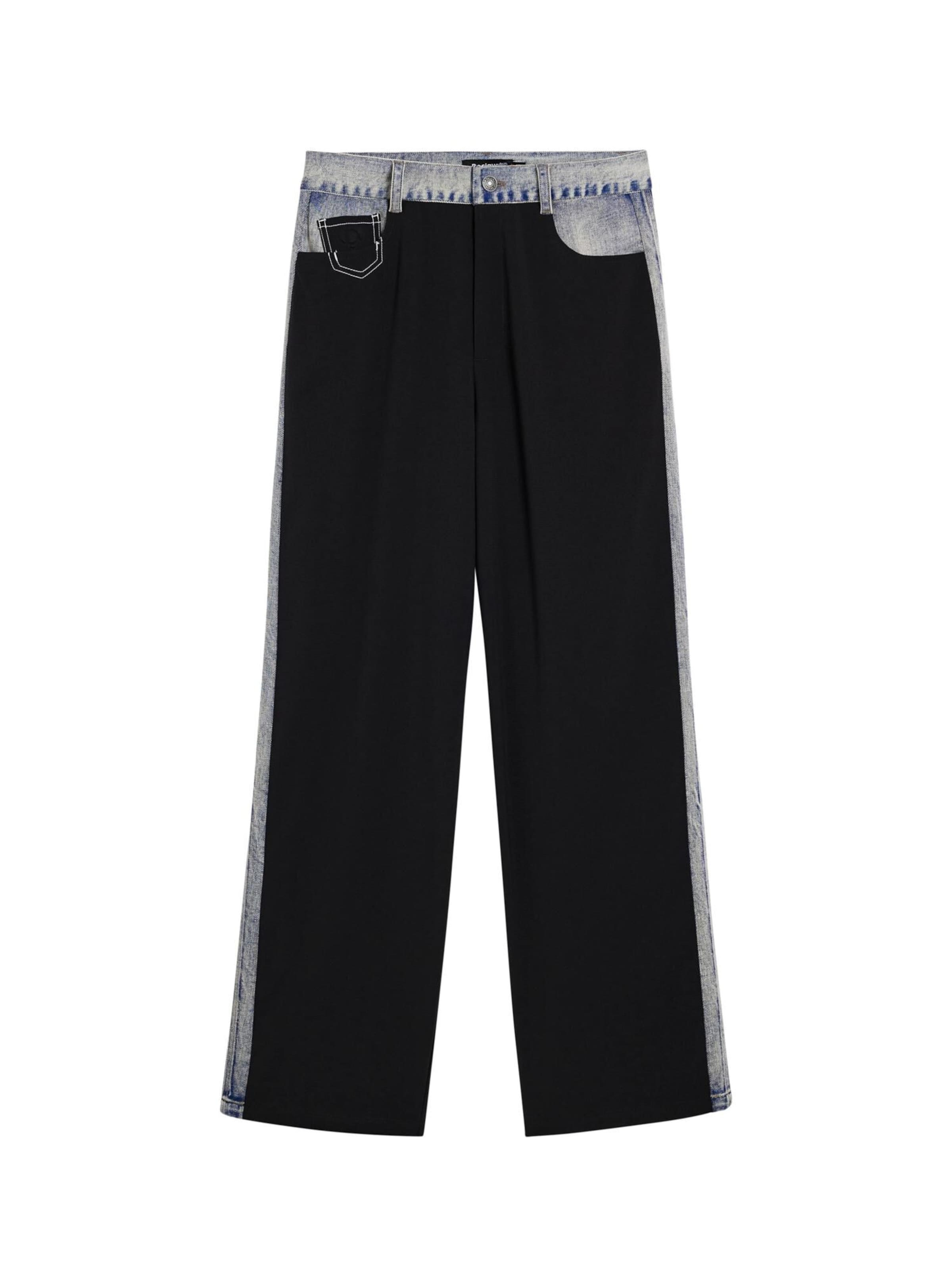 Desigual Широкий Брюки со складками в Черный: спереди