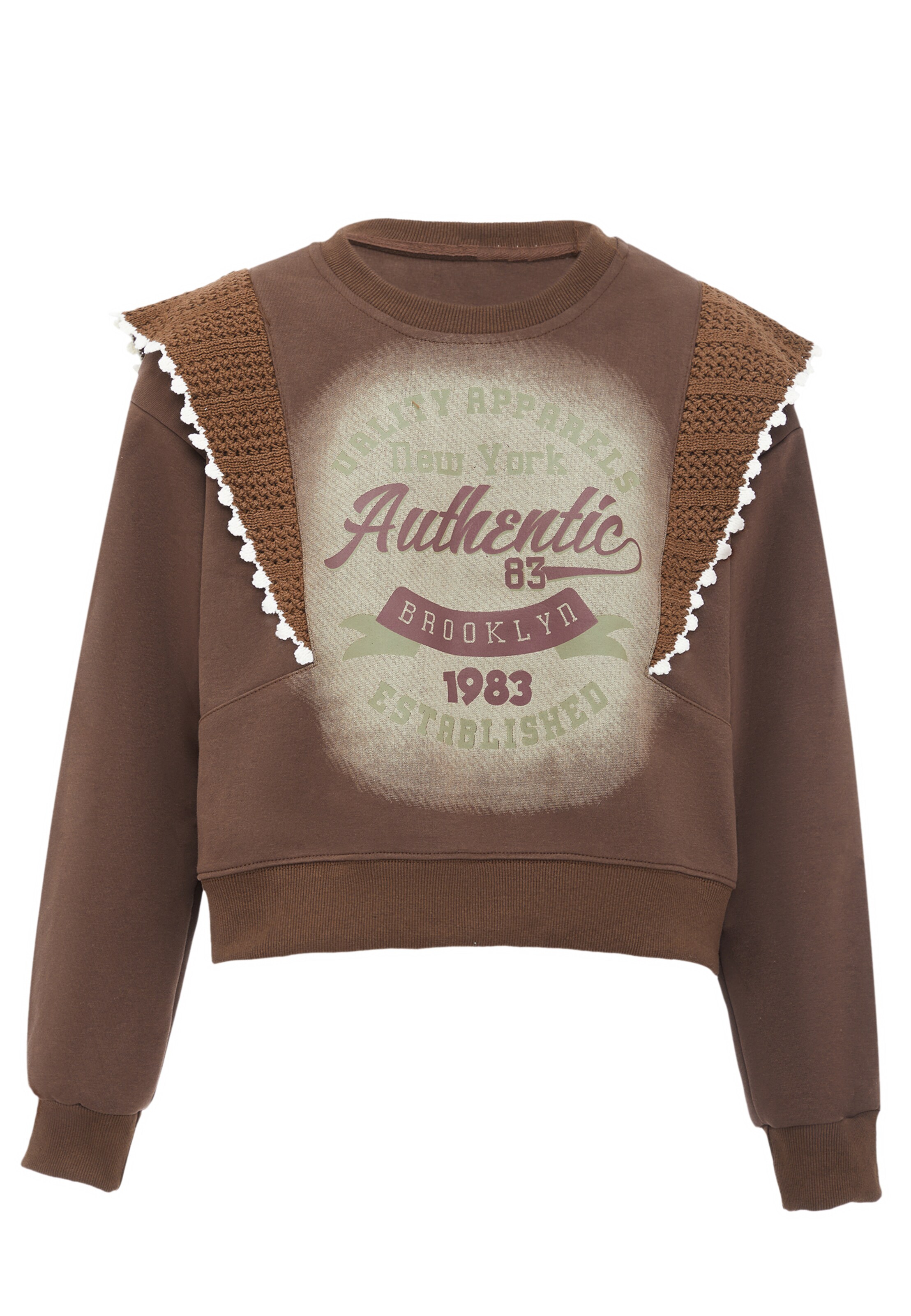 HOMEBASE Μπλούζα φούτερ σε καφέ: μπροστά