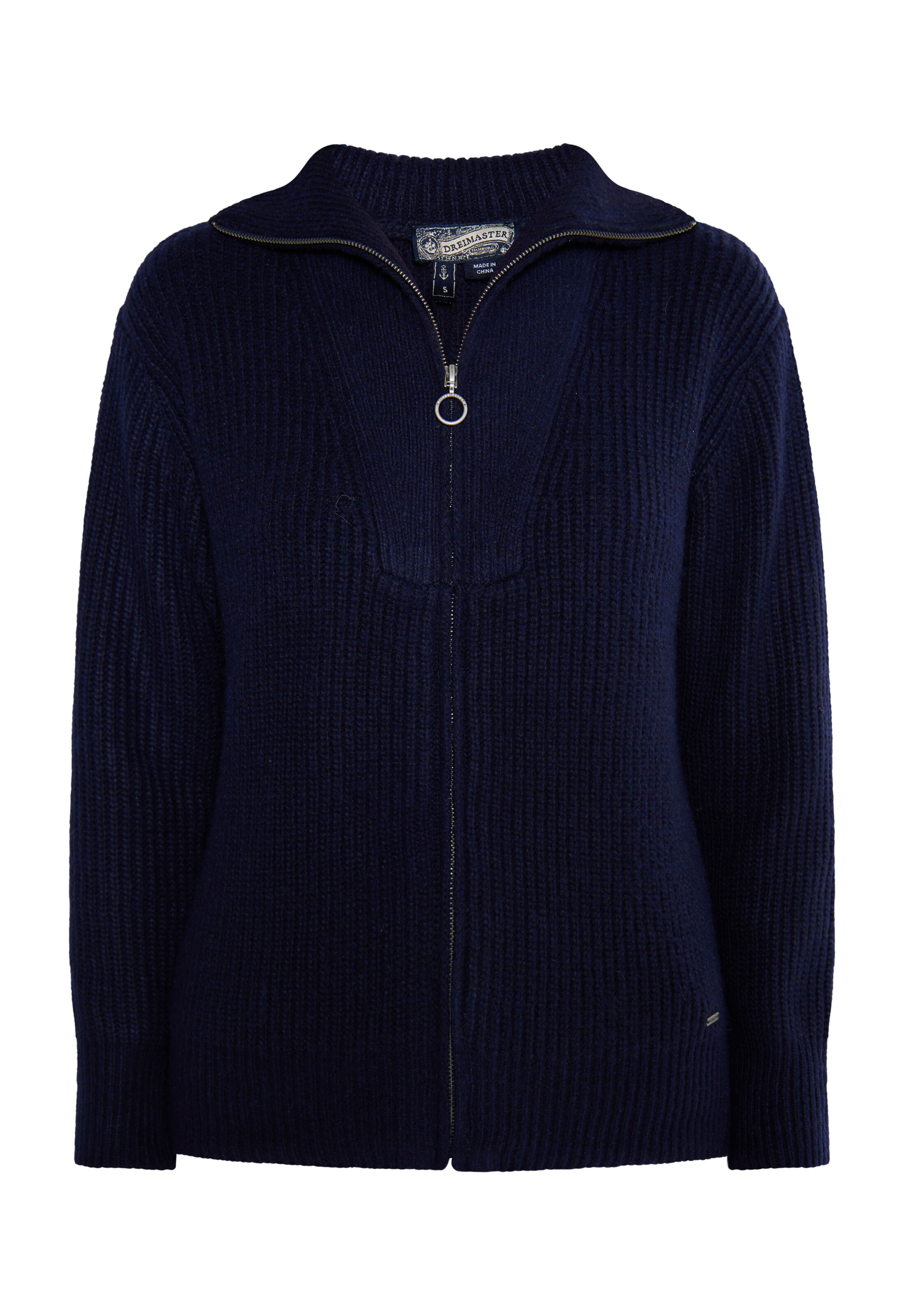 Geacă tricotată de la DreiMaster Vintage pe albastru: față