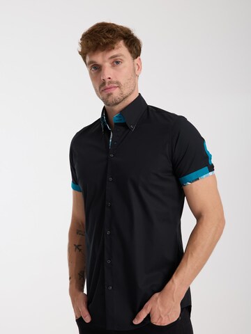 Slim fit Camicia business 'Roma' di 7Camicie in nero: frontale