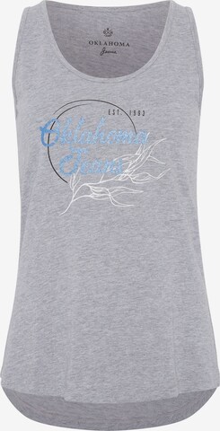 Oklahoma Jeans Top ' mit Label- und Natur-Print ' in Grey: front