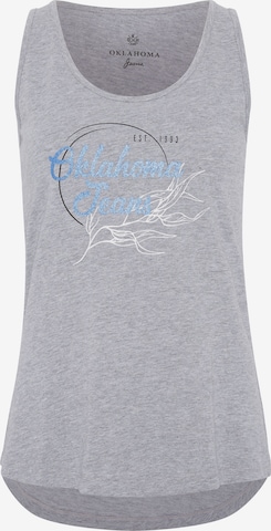Oklahoma Jeans Top ' mit Label- und Natur-Print ' in Grey: front