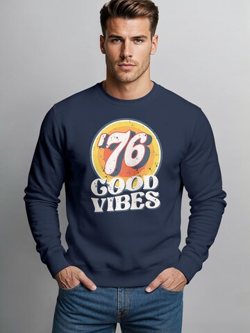 Neverless Sweatshirt 'Good Vibes '76'‌‌‌‌‌‌‌ in Blau