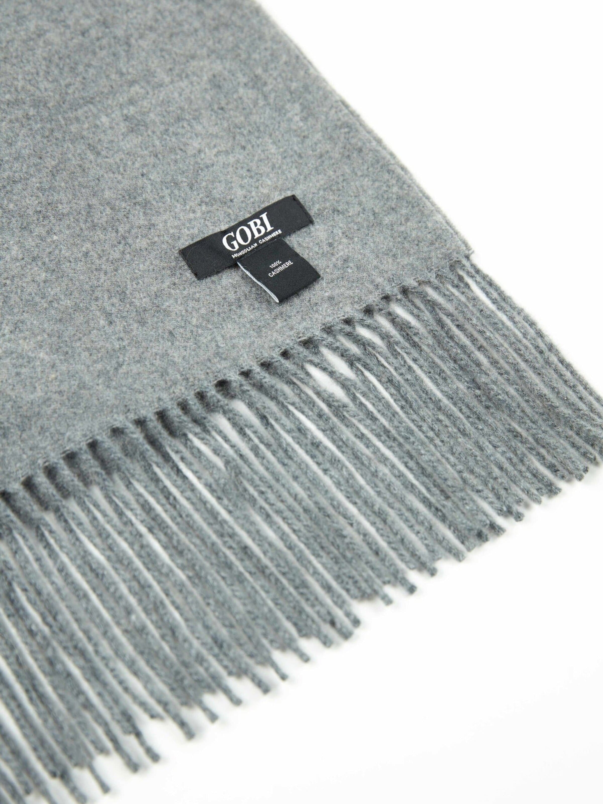 GOBI Cashmere Halsduk 'Unisex Cashmere Fringed Scarf' i grå