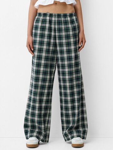 Bershka Ohlapna forma Hlače | zelena barva