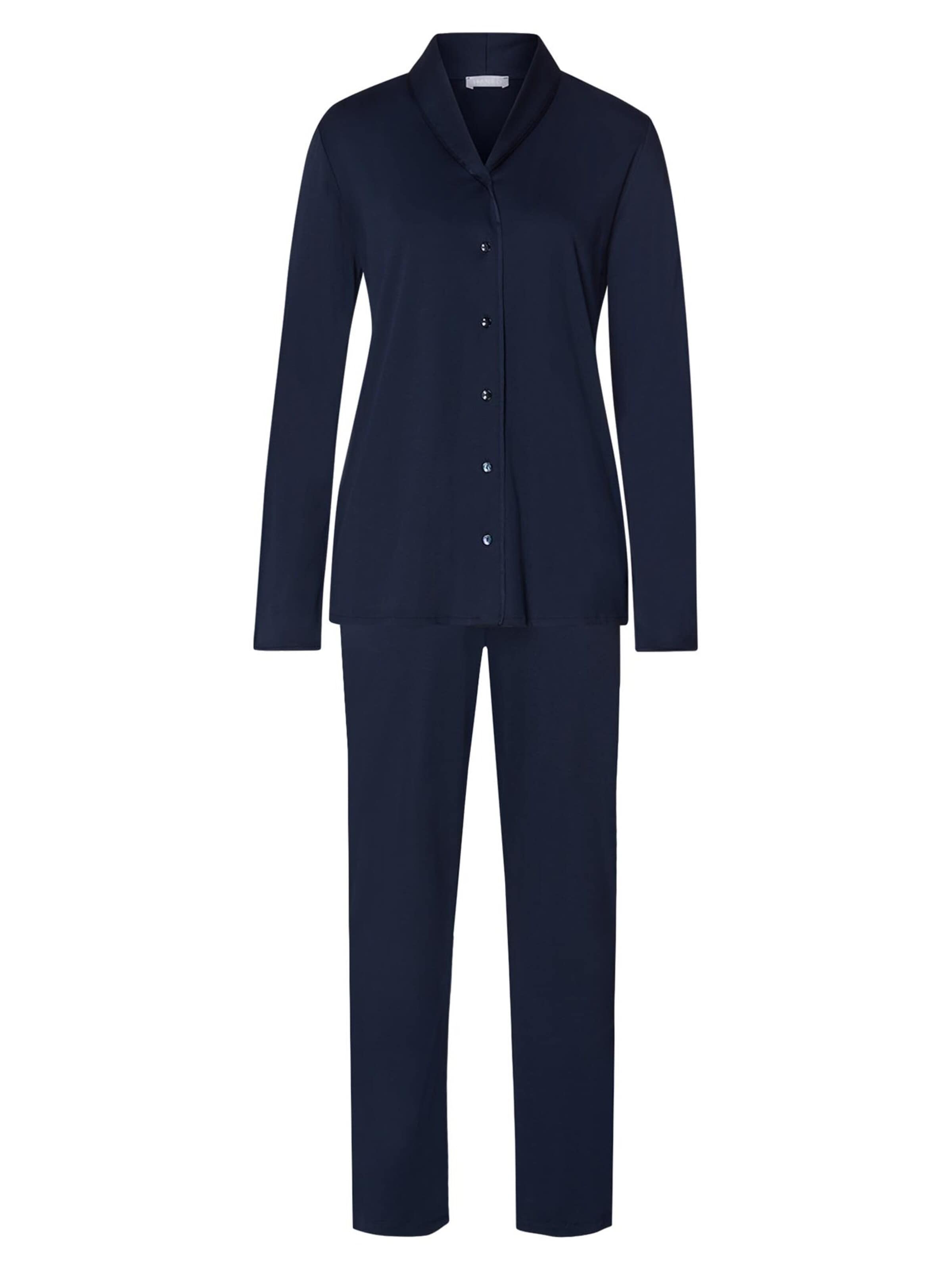 Hanro Pyjama 'Cotton Silk' in Blauw: voorkant
