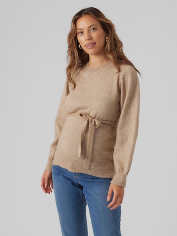 Pull-over 'New Anne' MAMALICIOUS en beige : devant