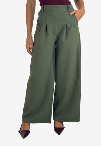 Wide Leg Pantalon à pince Elara en vert : devant