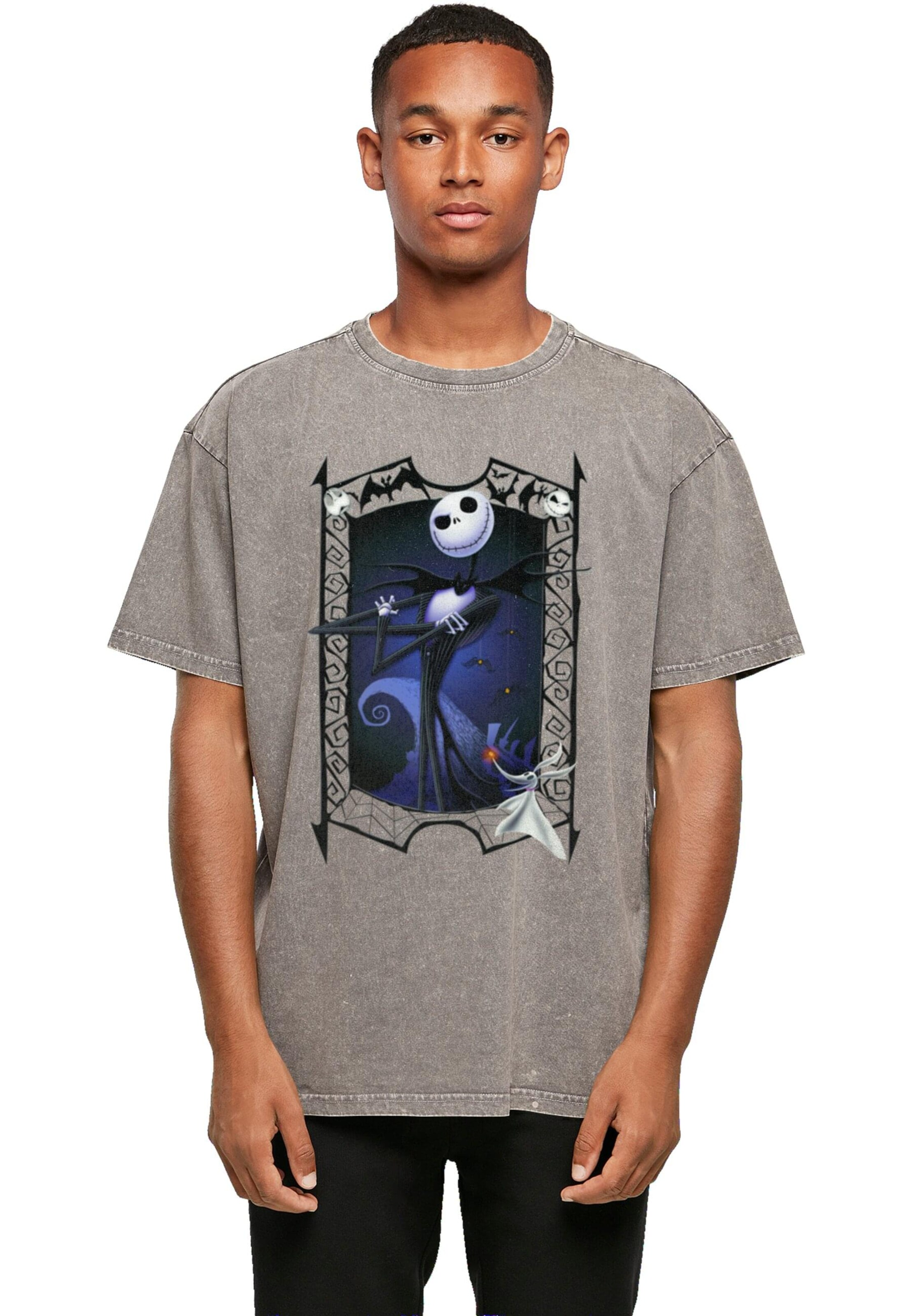 ABSOLUTE CULT T-Shirt 'The Nightmare Before Christmas - Pumpkin King' in Grau: Vorderseite