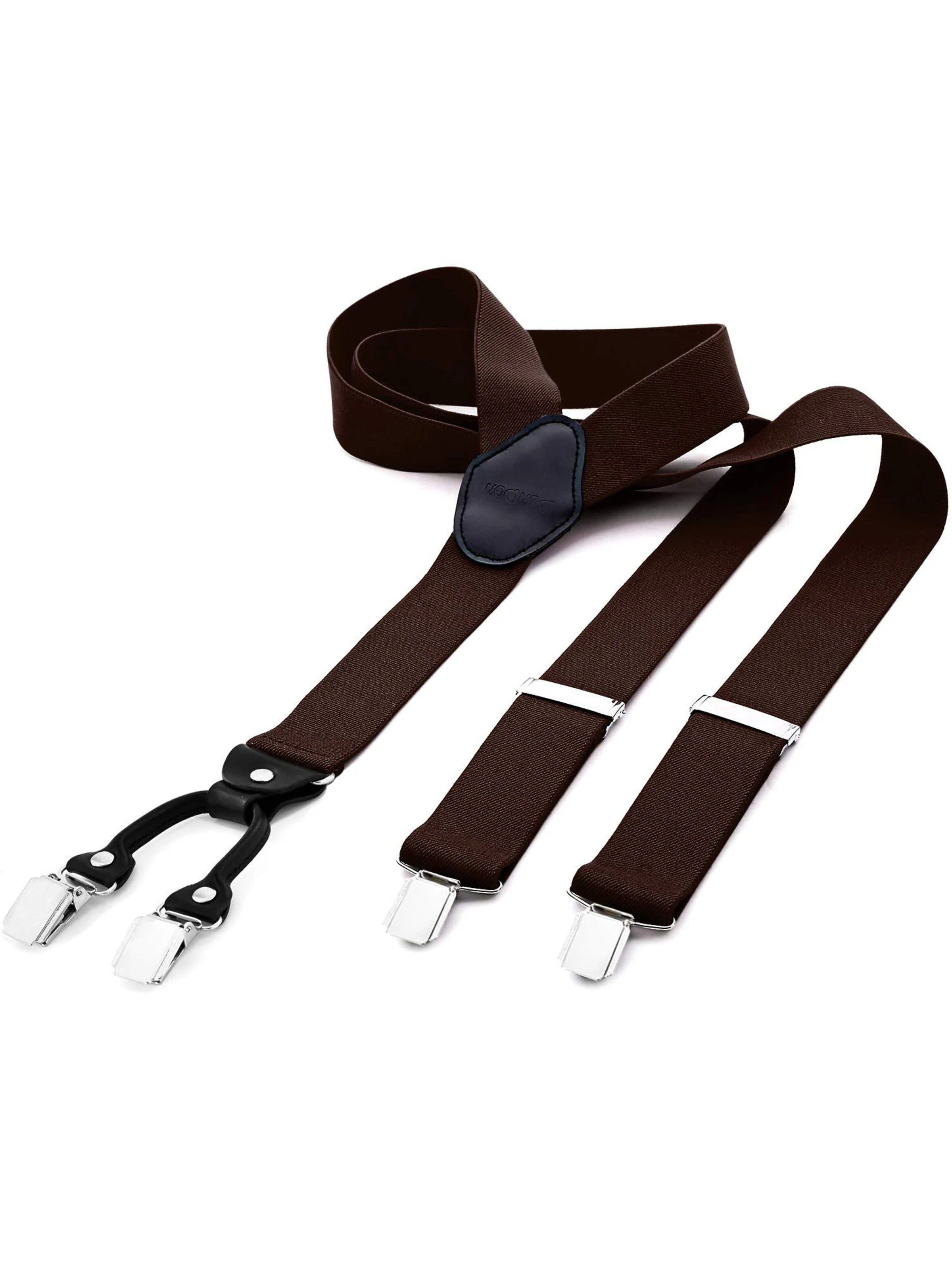 DonDon Suspenders 'DonDon Hosenträger Herren 3,5 cm breit dunkelrot für Anzug Jeans Chinos Vintage' in Brown: front