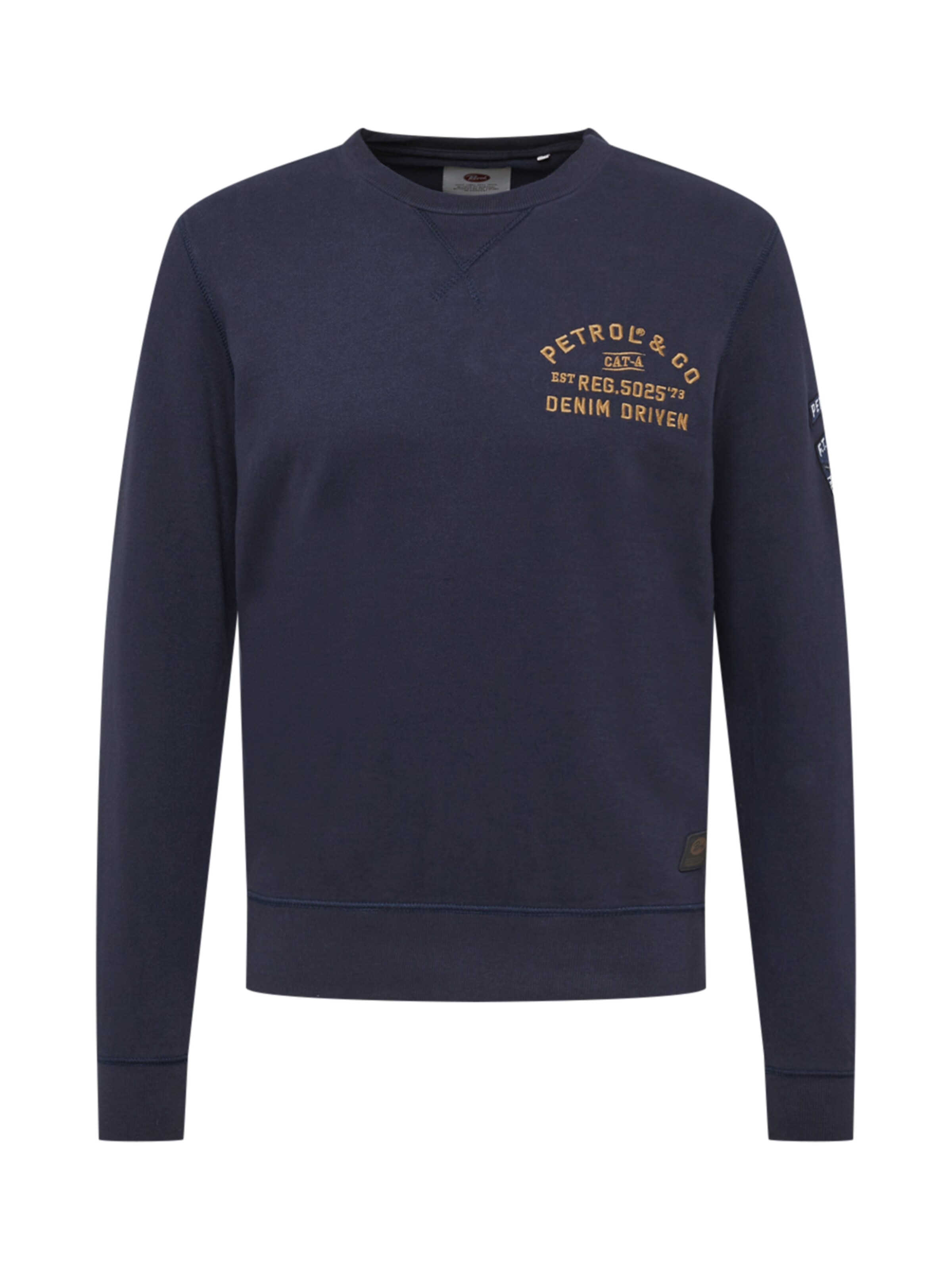 Petrol Industries Sweatshirt in Marine blue / Yellow gold / Black / White, Item view
