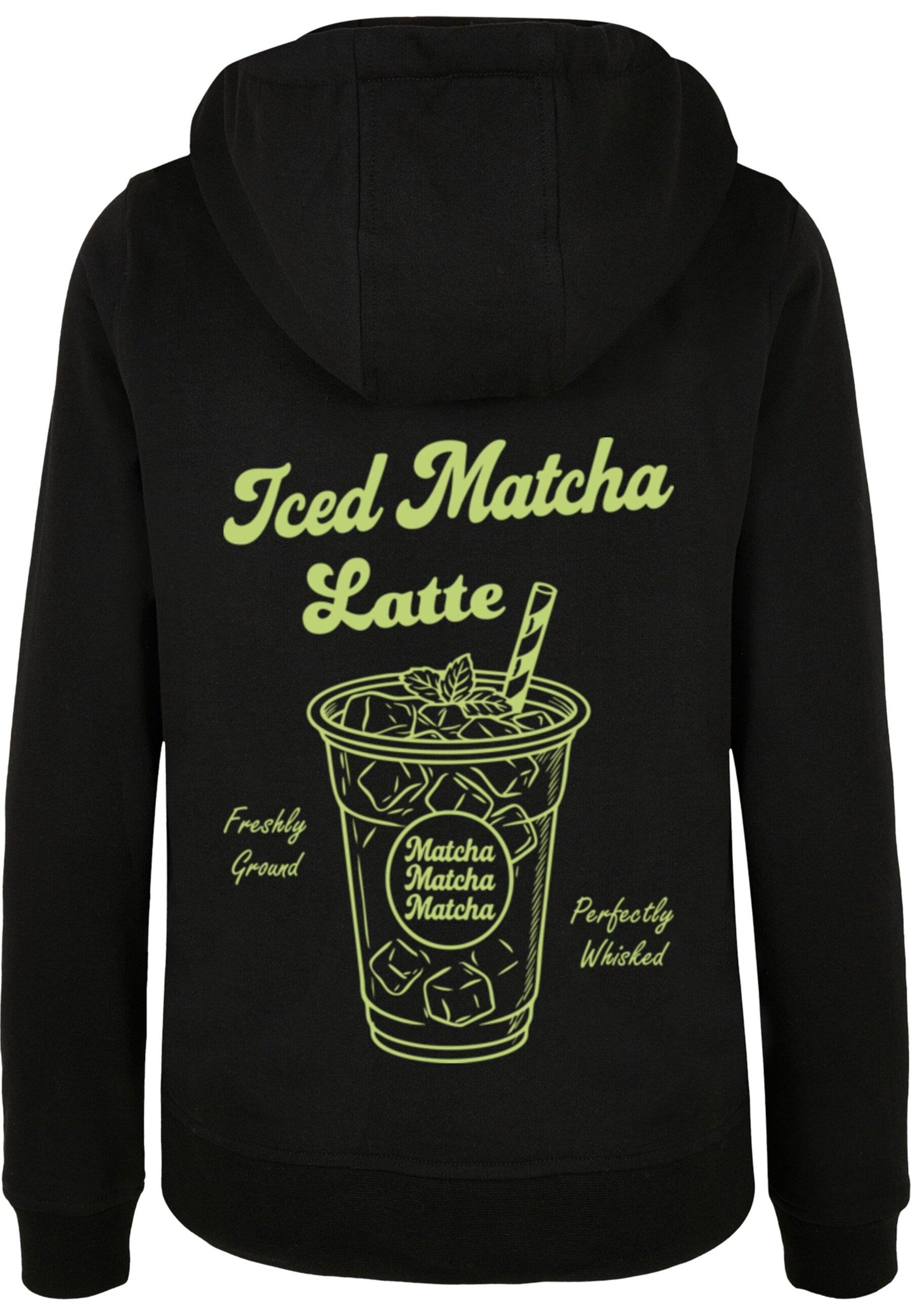 Merchcode Sweatshirt 'Iced Matcha Latte' in Schwarz