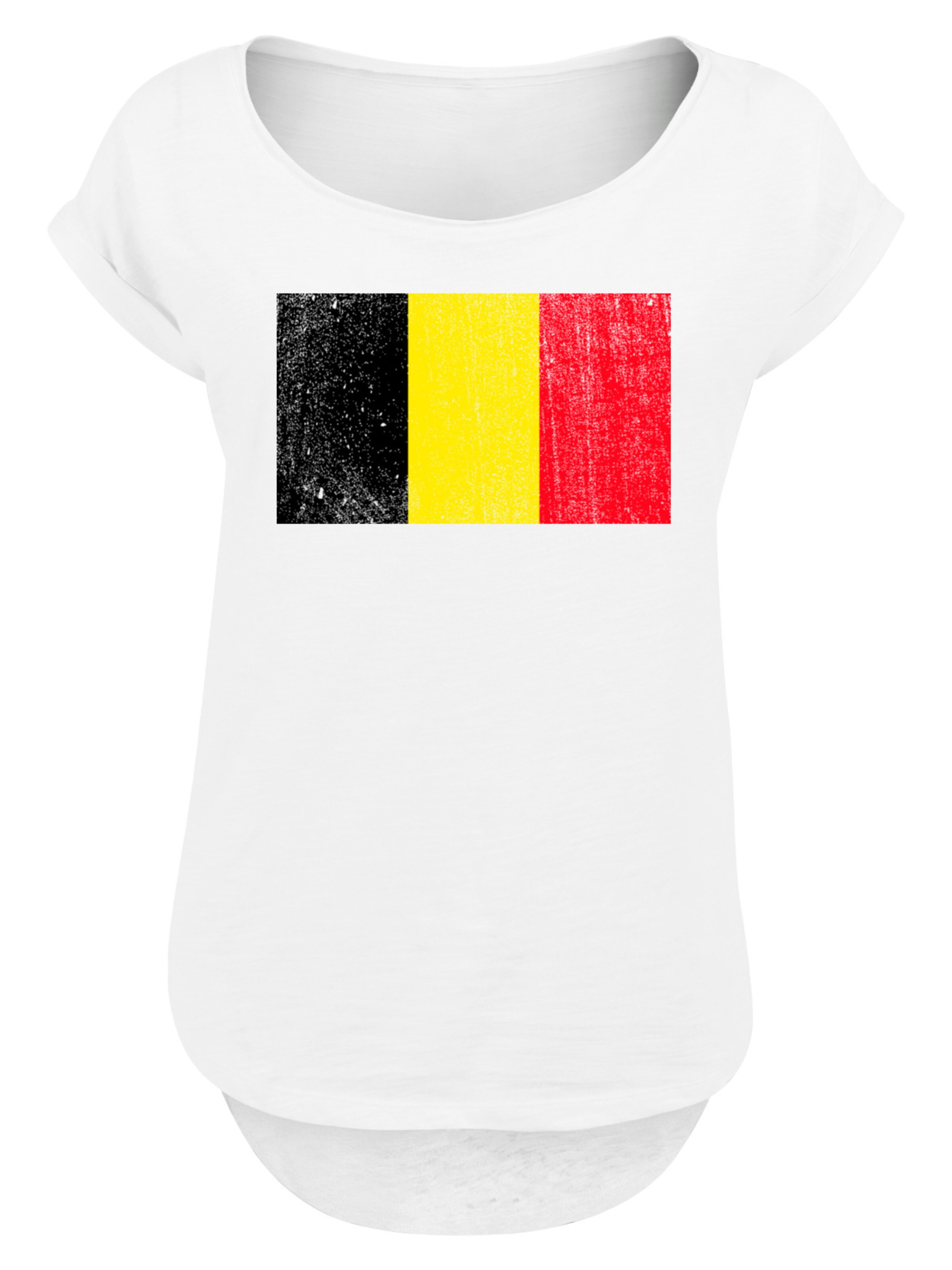 F4NT4STIC Shirt 'Belgium Belgien Flagge' in Weiß: Vorderseite