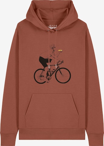 Watapparel Sweatshirt 'Fahrrad Und Pizza' in Bruin: voorkant