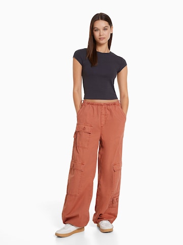 Bershka Wide Leg Hose in Pink