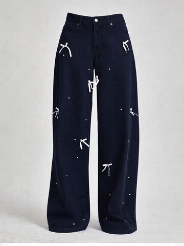 IT'S BASIC Wide leg Jeans 'Palazzo Mid Rise Jeans - Deep Sea' in Blauw: voorkant