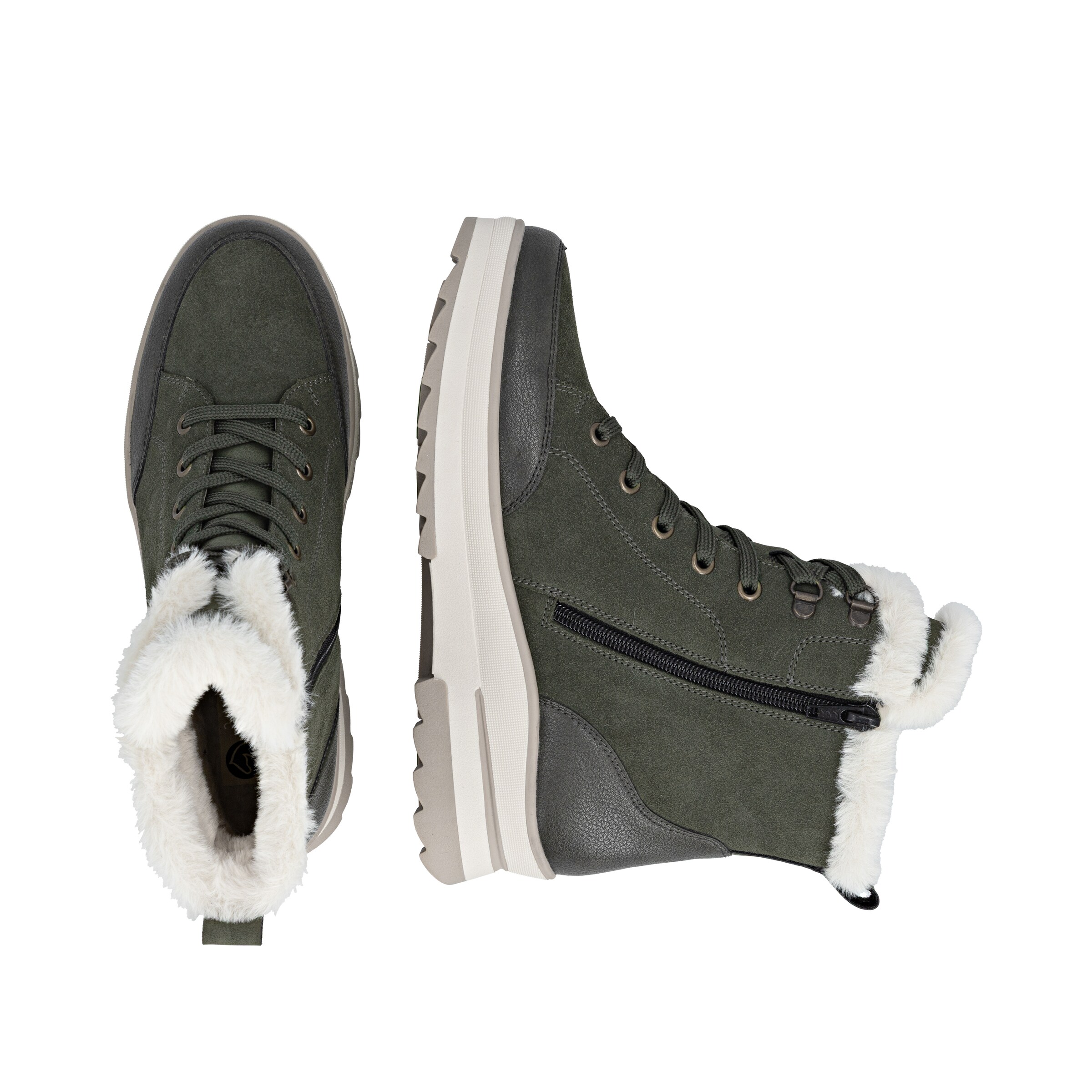 REMONTE Lace-Up Boots in Green