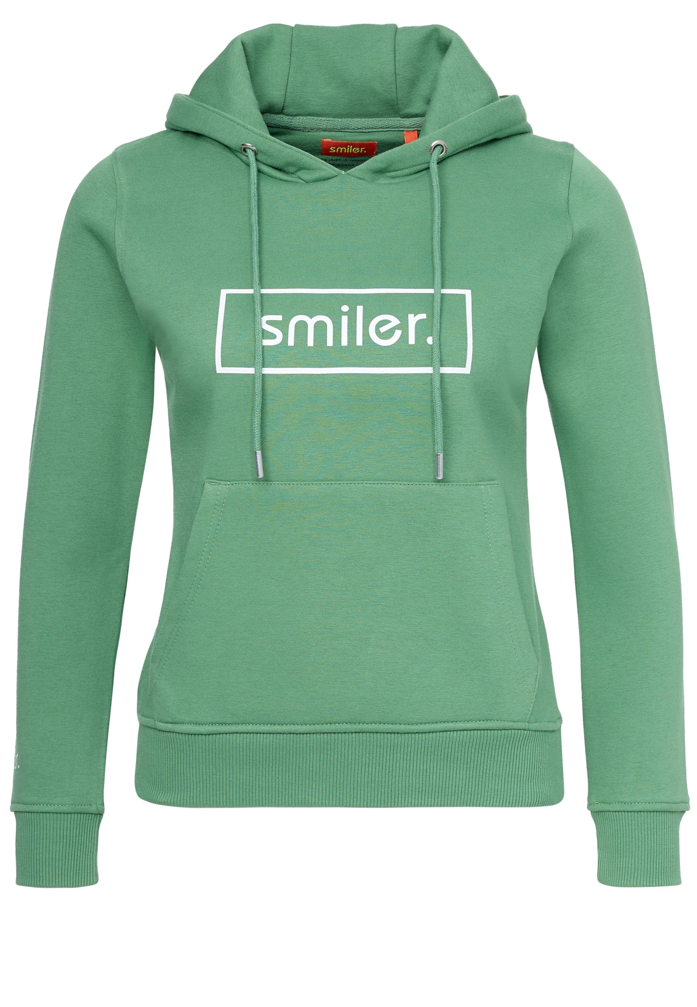 smiler. Kapuzensweatshirt Happy. in Grün: Vorderseite