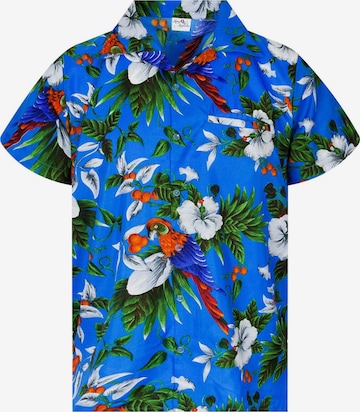 King Kameha Hemd 'Cherryparrot' in Blau: Vorderseite