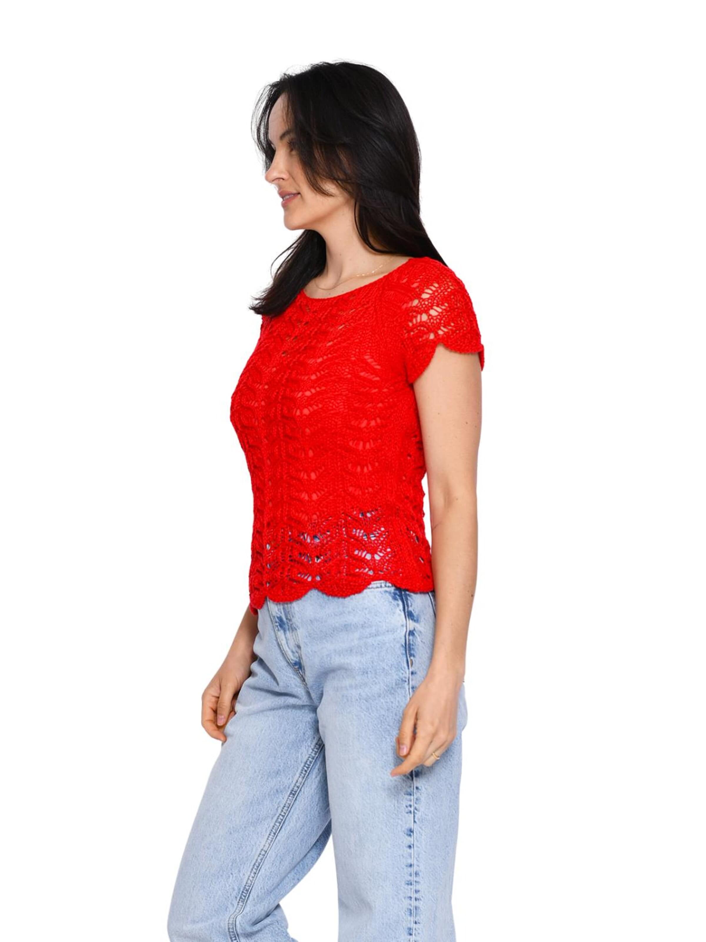 Süel knitwear - Top de punto 'Twin Lace' en naranja
