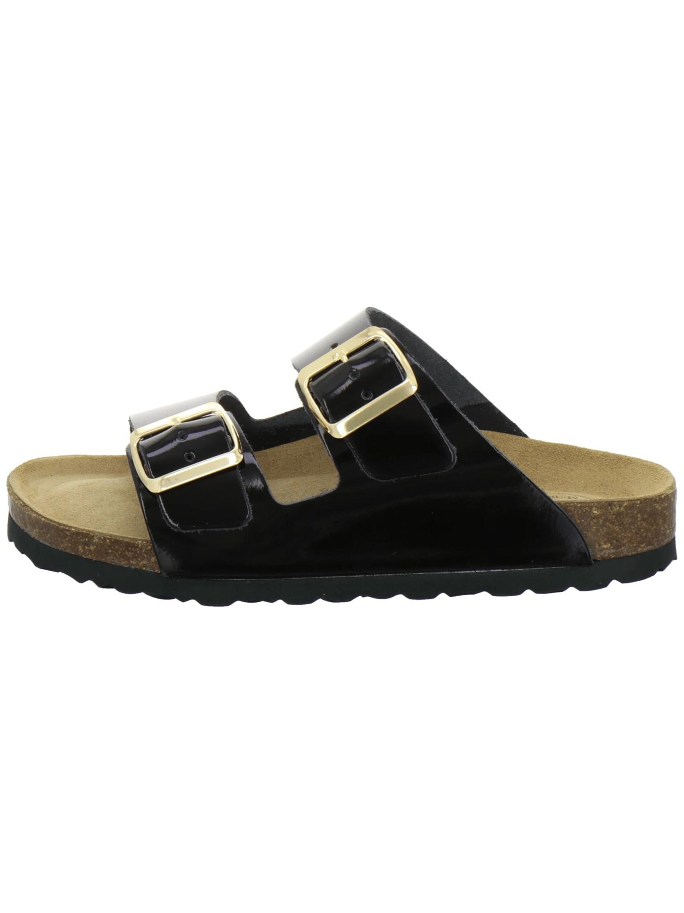 Zoccoletto 'Pantoletten Damen Zweischnaller schwarz Lackleder' di AFS-Schuhe in nero