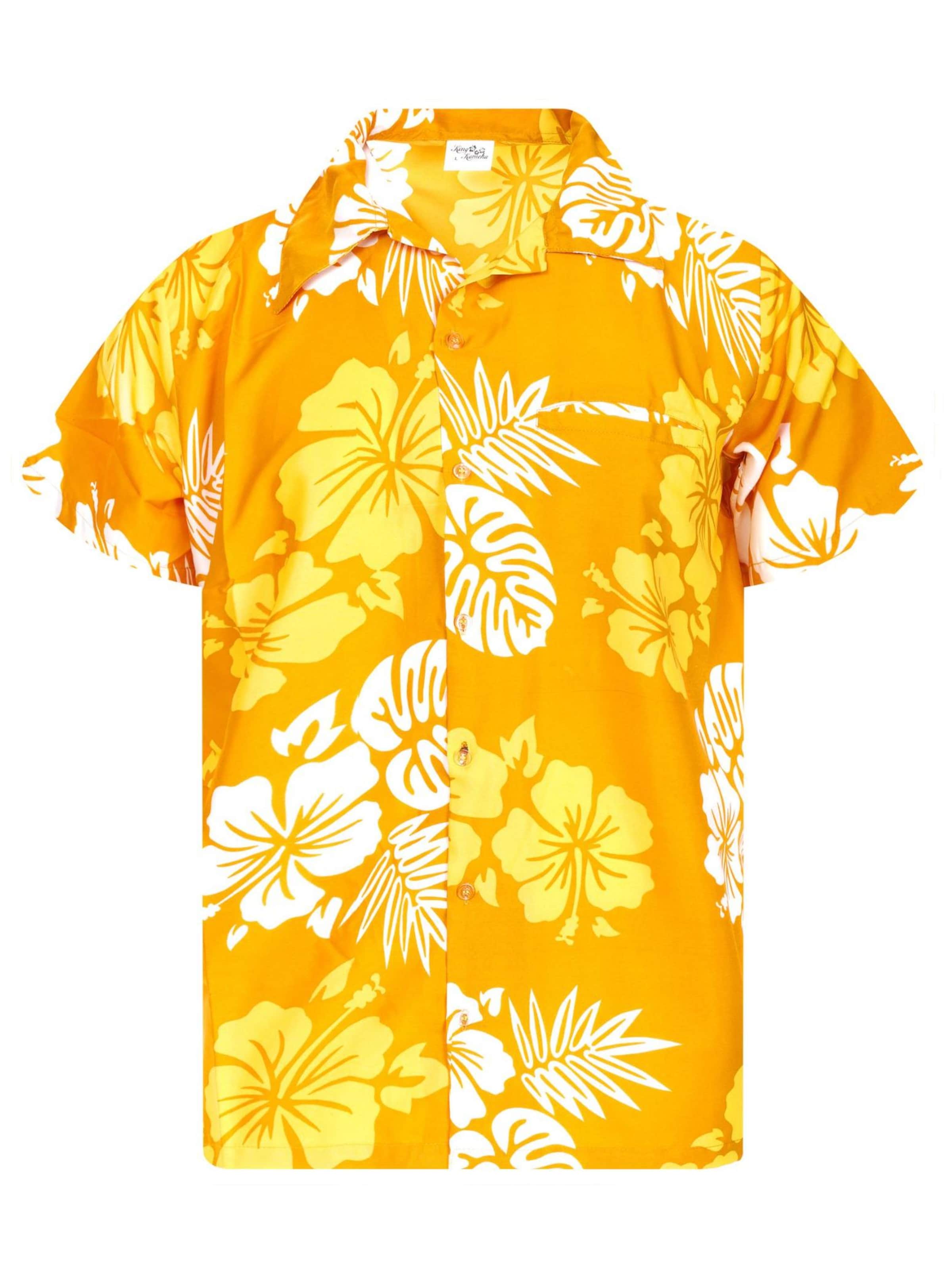 King Kameha Shirt 'Mono Hibiscus'‌‌‌‌‌‌‌ in Gelb: Vorderseite