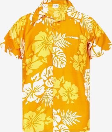 King Kameha Shirt 'Mono Hibiscus' in Yellow: front