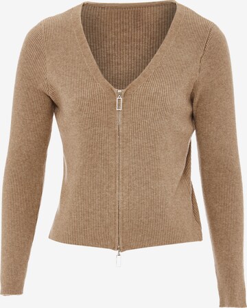 LEOMIA Knit Cardigan in Beige: front