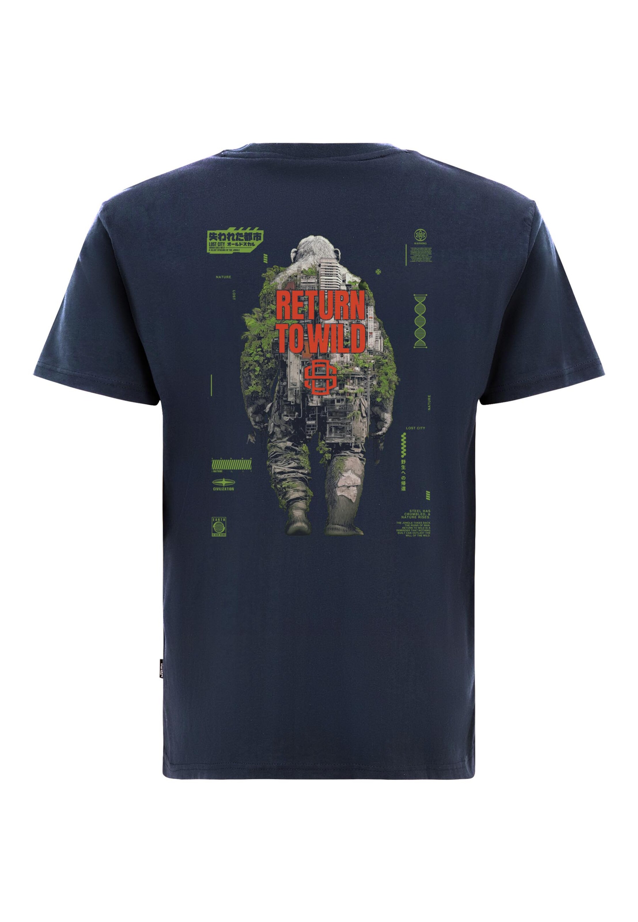 Oldskull Shirt 'Wrldvibe Urban Jungle Graphic' in Dark blue, Item view