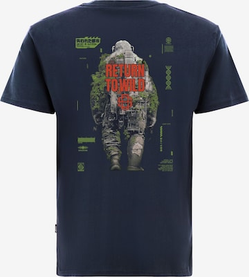 Oldskull Shirt 'Wrldvibe Urban Jungle Graphic' in Blue: front
