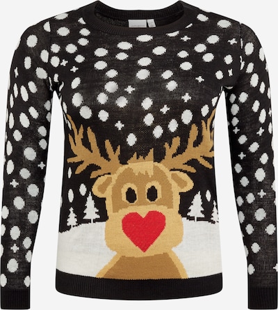 Pullover Junarose di colore marrone chiaro / colori misti / rosso / nero / bianco, Visualizzazione prodotti