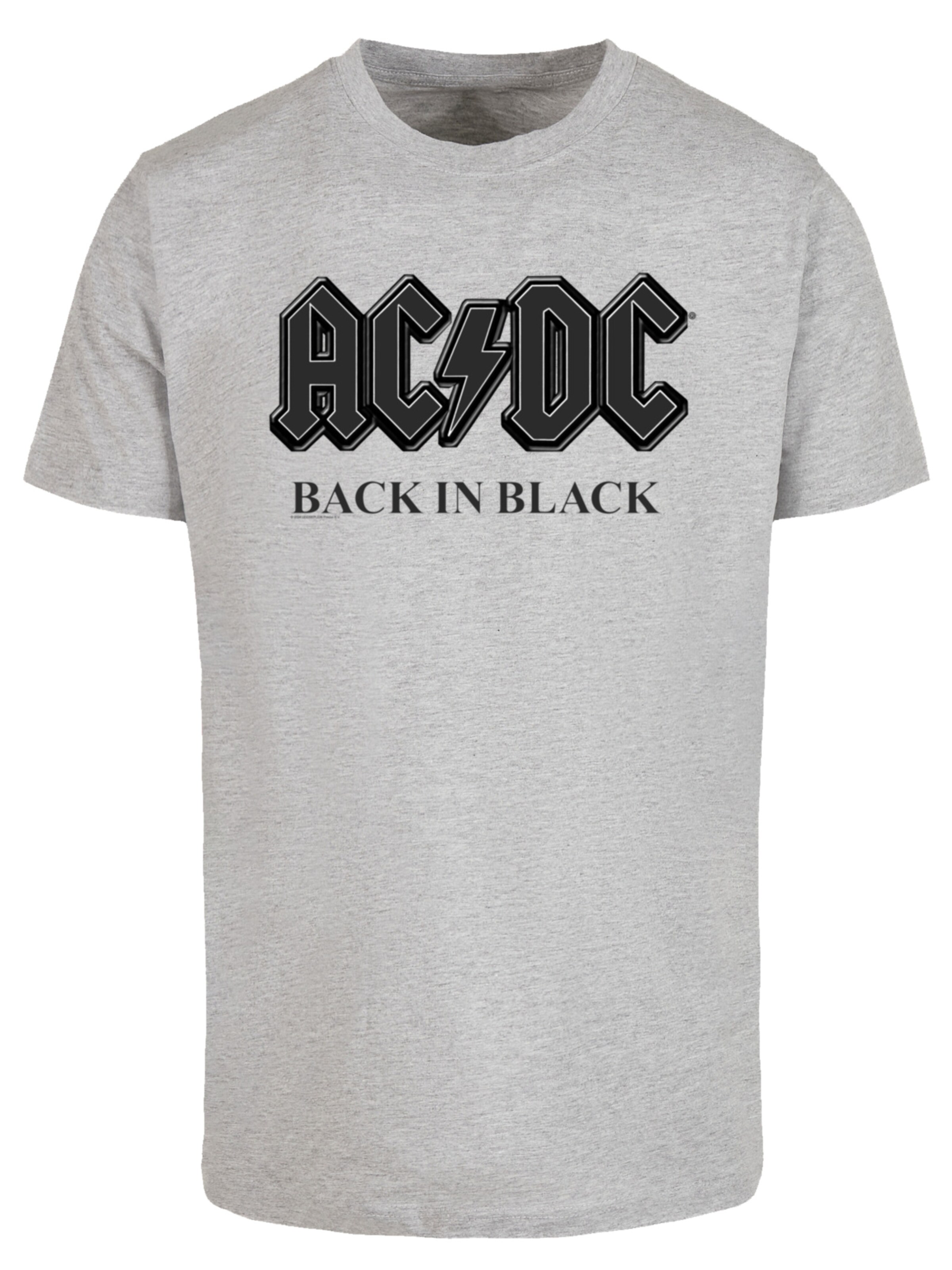 F4NT4STIC Shirt 'ACDC Back In Black' in Grijs: voorkant