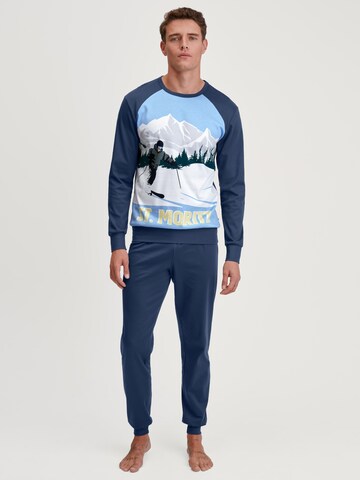 CALIDA Pyjama lang 'Relax Ski Resort'‌‌ in Blau