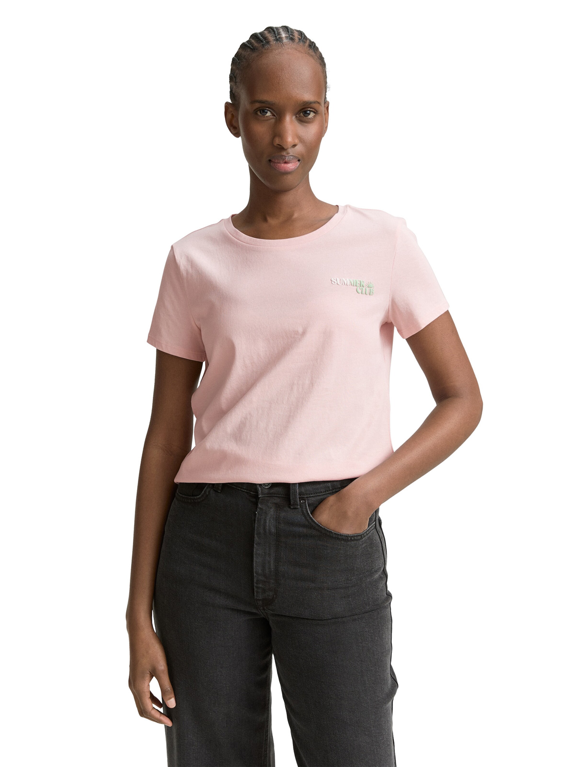 TOM TAILOR DENIM Majica | roza barva: sprednja stran