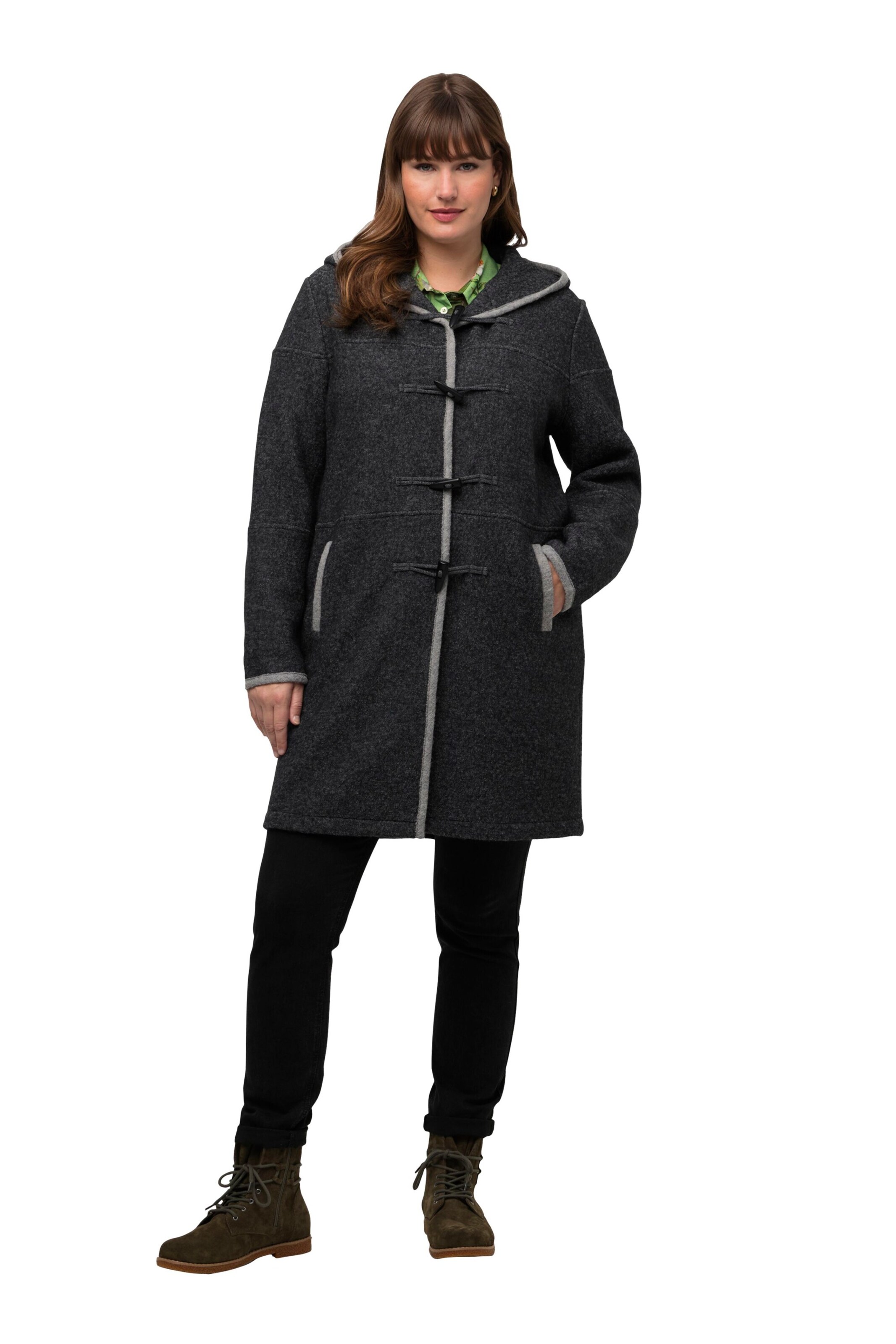 Ulla Popken Between-season jacket in Grey: front