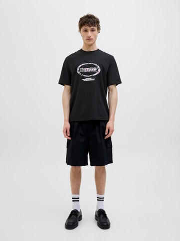 JACK & JONES Shirt 'JCOLIDO AOP FRONT PRINT TEE' in Black