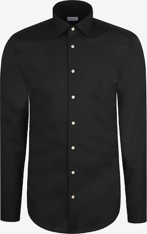 SEIDENSTICKER Businesshemd 'Schwarze Rose' in Schwarz: Vorderseite