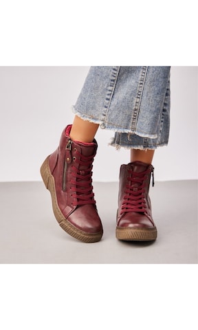 Ital-Design Lace-Up Ankle Boots in Red: front